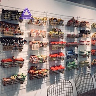 Mesh Grid Shelf Iron Grid Shelf Photo Wall Shelf Hanging Basket Kindergarten Works Display Rack Grid