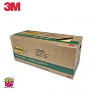 3M - 報事貼® 654R-24CP-CY 環保便條紙 3吋 x 3吋 75張/本 24本 / 環保盒經濟裝