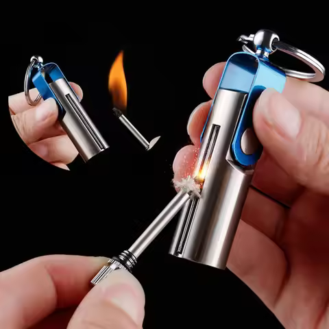 10000 Portable Matchstick Keychain Lighter Creative Outdoor Smoking Accessories Men's Cool Gifts Gad