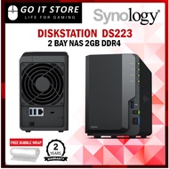 Synology DS223 NAS DiskStation 2-Bays with Quad Core CPU, 2GB Memory, 2-Bays NAS Data BackUp Storage