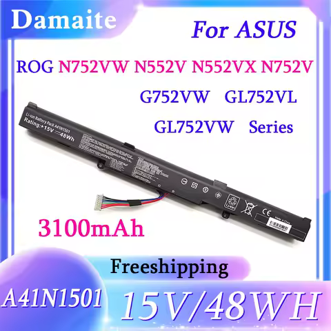 A41N1501 15V 48WH Battery for ASUS GL752JW GL752 GL752VL GL752VW A41LK9H N552 N552V N552VW N752 N752