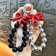 Korean Style Creative Bow Round Bead Mobile Phone Chain Keychain Fashionable and Versatile Bag Charm