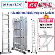 12 Step (3.7M) /16 Step (4.7M) Multipurpose Ladder Aluminium Ladder Foldable Ladder FREE Ladder Work
