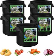 LITLANDSTAR Pack of 5 12 Litre Plant Bags with Handles, Non-Woven Fabric Plant Bag for Vegetables, F