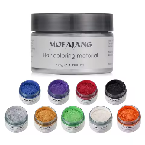 Mofajang Color Hair Wax Dye Styling Pomade Silver Grandma Grey Disposable Natural Strong Gel Cream f