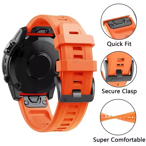 22mm 26mm Silicone Strap For Garmin Fenix 7X 7 Pro Solar/6X 6 Sapphire 5 5X Plus 3 3HR/Epix Approach