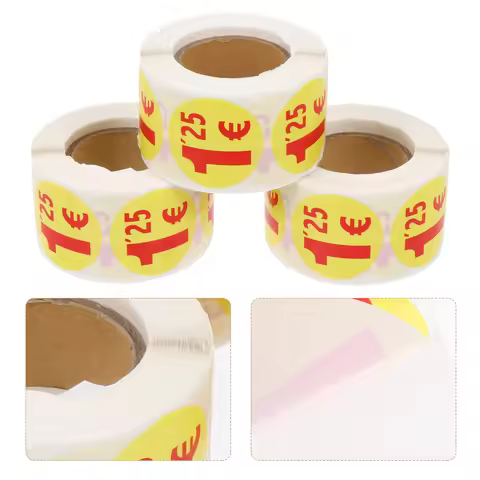 1500Pcs 1.50 Euro Ring Price Tags Price Labels Small Round Decal For Supermarket Adhesive Tags Super