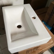 Wastafel Keramik Putih Wikea K15 / Wastafel Cuci Tangan 45X30Cm / Wastafel Lavatory Kotak Meja Atau 