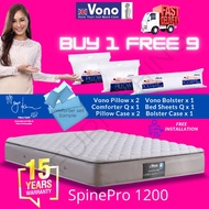 [ i FURNISHING ] VONO Spinepro 1200 Mattress Free Gift 9 Pocketed Intalock Spring Tilam Queen King S