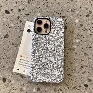 Graffiti Line Animal Pattern 2-in-1 Case for iPhone 13 Pro Max 15 Pro Max 14 16 Pro 16 Plus 17 Air 1