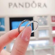 【滿額免運】Pandora潘多拉ME戒指149591C00銀線形紋理男生女士情侶潮對戒黑色