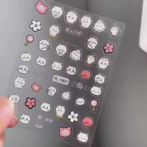yiji Nail Art Sticker Cartoon Cute ハチワレ Hachiware うさぎ USAGI ちい、/かわ Cartoon Character 3D Embossed Sti