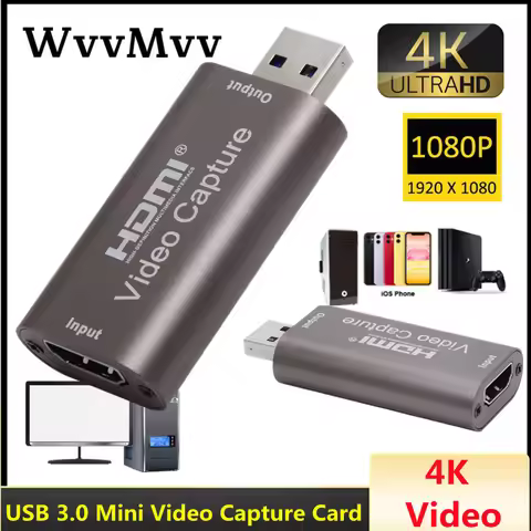 USB 3.0 4K 60Hz Video Capture Card HDMI-compatible Video Grabber Record Box for PS4 Game DVD Camcord