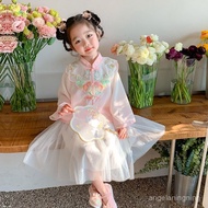 Sold Over 10,000 Girls Hanfu Spring Autumn 2025 Fashion Improved Princess Dress Children New Chinese