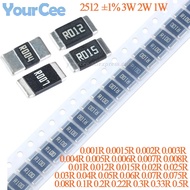 50pcs/10pcs 3W 2W 1W 2512 SMD Alloy Resistor 1% 0.001 0.002 0.003 0.004 0.005 0.006 0.007 0.008 0.01