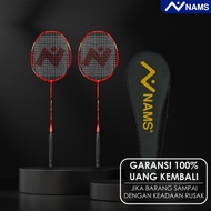 Nams Badminton Racket Set of 2 Compound/ / Includes 21-24 Lbs Strings - Red Cherry