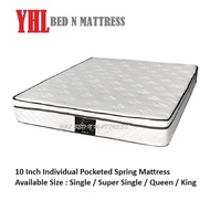 YHL 10 Inch Individual Pocket Spring Mattress (Available Size : Single / Super Single / Queen / King)