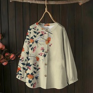 Blause wanita muslimah Womens round neck button-down shirts baju jubah perempuan blouse muslimah baj