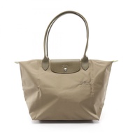 Longchamp Le Pliage 綠色 L 號肩背包，皮革尼龍帆布，卡其色，全新女士款