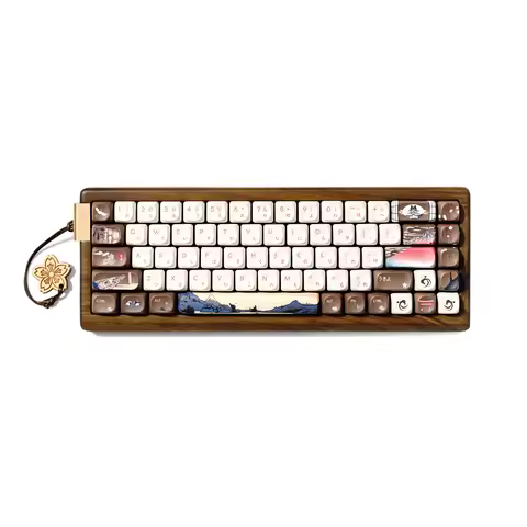XVX MU68 FujiWave Mechanical Keyboard with Solid Wood 65% Hot-Swap Keyboard with Pre-lubed Linear Sw