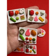 Handmade Miniature Singapore Traditional Nonya Kueh Mix Platter, Dollhouse Diner, Ang Ku Kueh, Clay Food, clay