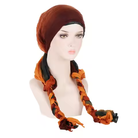Gradient Color Twist Braid Floral Headscarf Breathable Sunshade Muslim Hijab Scarf Wraps Dustproof E