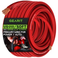 GearIT 1/0 Gauge Wire (50ft - Red Translucent) Copper Clad Aluminum CCA - Primary Automotive Wire Po