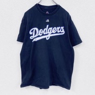 古著Majestic MLB 洛杉磯羅傑斯隊短袖T卹，黑色，L碼