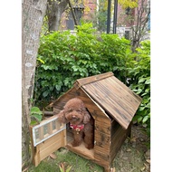 Luxury dog house Solid wood pet house carbonized anticorrosive dog house outdoor pet villa