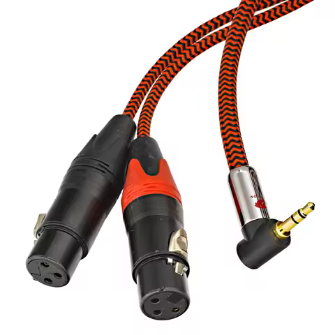 Premium Audio Cable Angle 3.5mm Mini Jack to Dual XLR 3 Pin Female for Mixer AMP PC 3.5 to 2*XLR Shi