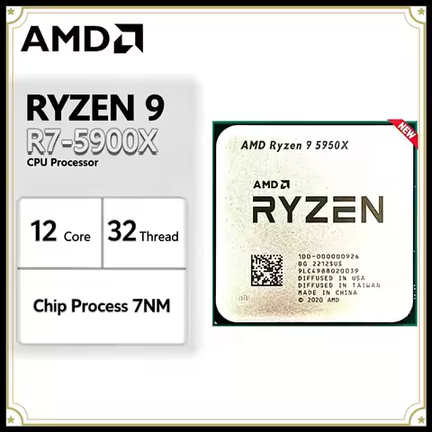 AMD R9 5950X Ryzen 9 5950X New 16-Core 3.4 GHz Socket AM4 105W Socket AM4 but without cooler