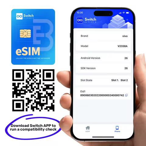 Switch eSIM Adapter for Android Physical SIM Card Stores 15 eSIM Profiles Unlimited Downloads Travel