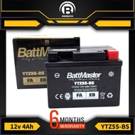 BATTMASTER 12V 4AH CCA50 Motorcycle Battery YTZ5S-BS (6 Months Warranty)