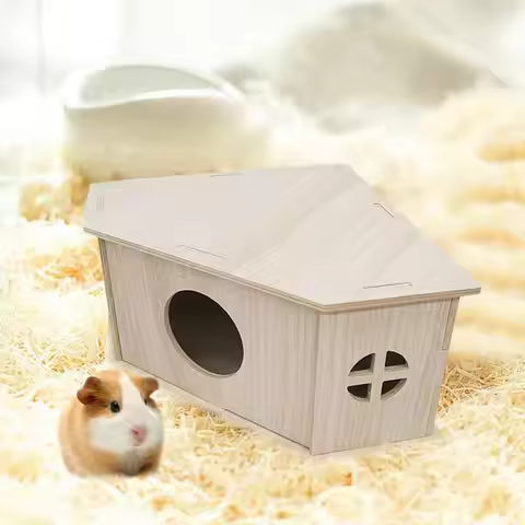 Hamster Habitat Hut Hamster Habitat Cage Wooden Hide Hut Playground Small Animal Habitat Sturdy Natu