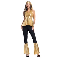 Women 70s Disco Costume 2 PCS Disco Outfit for Halloween Cosplay Party