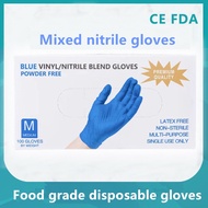 100PCS tattoo gloves BLUE Black White VINYL/NITRILE BLEND GLOVES disposable plastic gloves