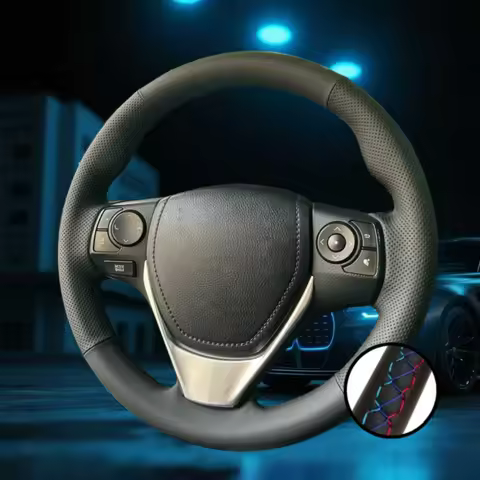 Car Steering Wheel Cover Hand-Sewn Microfiber Leather For Toyota RAV4 Corolla Auris 2013-2019 Scion 