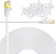 Cat 6 Ethernet Cable 25 FT Flat Internet Network Cables with Cable Clips Short Cat6 Ethernet Patch C