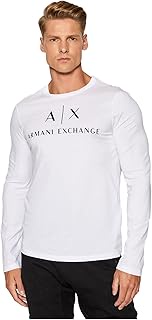 A｜X ARMANI EXCHANGE Men's Long Sleeve Logo Crewneck T-Shirt