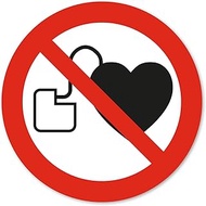 Prohibition Sticker P007 No Access for People with Pacemakers DIN EN ISO 7010 I Diameter 10 cm I hin