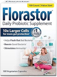 Florastor Daily Probiotic Supplement for Women and Men, Proven to Support Digestive Health, Saccharomyces Boulardii CNCM I-745 (100 Capsules), Pack of 2