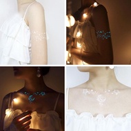 STAR White Glow-in-the-dark Tattoo Stickers Blue Light Collarbone K9r0 Stickers Luminous A3g0 C1o7
