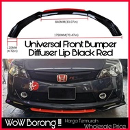 Universal Front Bumper Diffuser Lip Black Red