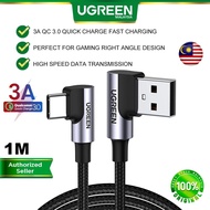 UGREEN USB to Type C Cable 90 Degree Right Angle 3A Fast Charging QC Quick Charge 3.0 2.0 480 Mbps H