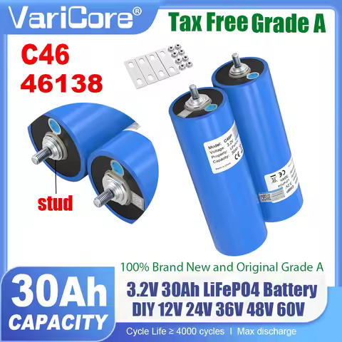 3.2V 30Ah LiFePO4 Battery 46138 6C phosphate Cell for 4S 8S 12V 24V 36V 48V Golf Cart Motorcycle Car