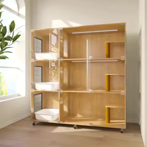 Luxury Multi-Cat Wooden House & Cage, Perfect Indoor/Outdoor Cat Condo, Villa, Catio, Pet Kennel And