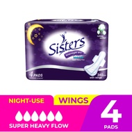 Sisters Sanitary Pads Perforated Cottony Overnight 4's