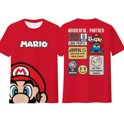 Super Mario Bros. Switch Super Mario Game Peripheral Quick-drying 3D Short-sleeved T-shirt for Men a