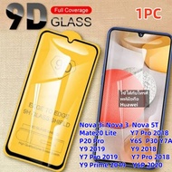 AKABEILA 1PC กระจกเทมเปอร์ฟิล์มป้องกันเหมาะสำหรับ 9D Huawei Nova 3i 3 5T Mate20 Lite P20 Pro Y9 Prim