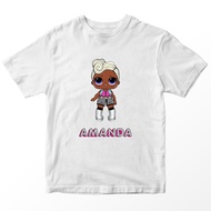 [FREE CUSTOM NAME] LOL Surprise Doll Funky Qt Kids T-Shirt, White, Ages 1-10 Years